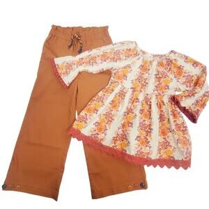 Matilda Jane 6 Just Imagine Charlotte Girls Floral Peasant Top Pants Set Outfit